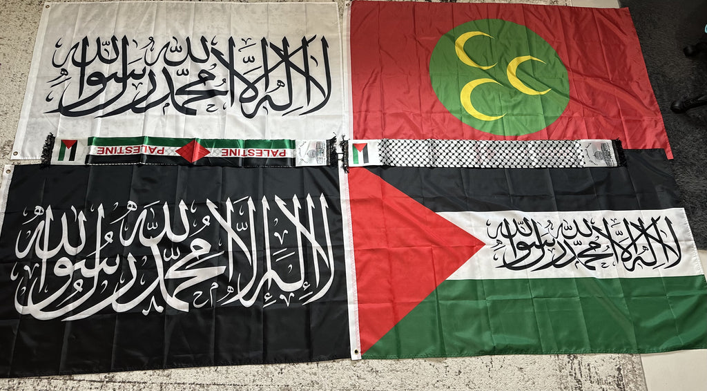 ISLAMIC FLAGS (+ FREE Palestinian Keffiyeh/Scarf)