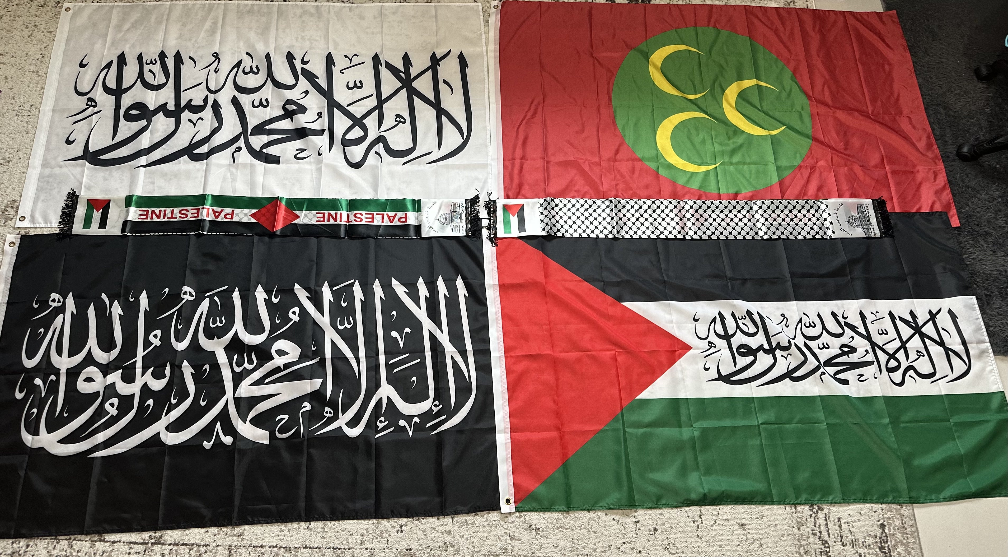 ISLAMIC FLAGS (+ FREE Palestinian Keffiyeh/Scarf)